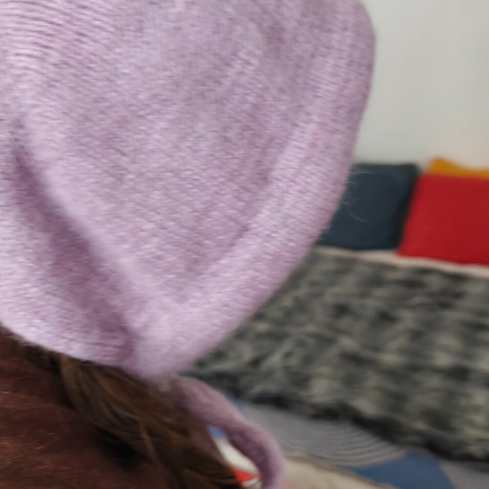 Handmade Big Bow Bonnet - Hand Knit - Lavender - Picture 4 of 8
